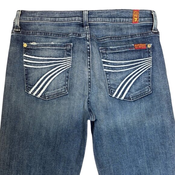 Y2K VTG. 7 FOR ALL MANKIND DOJO DARK WASH FLARE JEANS SZ. 30" EUC - Picture 5 of 6